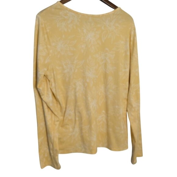 Hang Ten Womens XL Yellow Floral Long Sleeve Top shirt UV Protection Zipper Pock - Picture 2 of 10